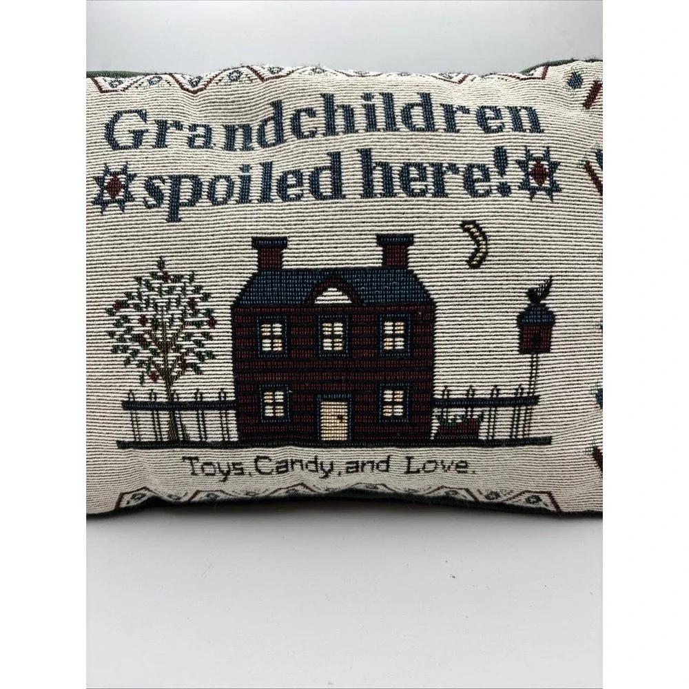 Needlepoint Pillow GRANDCHILDREN SPOILED HERE!‎ Toys Candy And Love 11